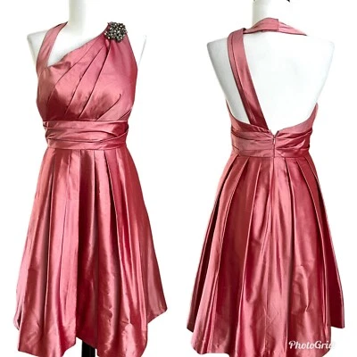 Vestido midi vintage de seda Kay Unger 4 rosa cóctel fiesta boda invitado vacaciones  Foto 1 de 4