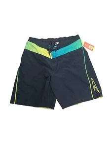 NWT Speedo Swimming Trunks Men's Size XL Navy Blue Green Yellow Mesh Liner UPF50 - Picture 1 of 7