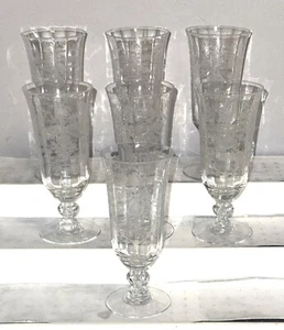 7 Heisey ORCHID CRYSTAL 5 1/4" - 5 oz FOOTED FRUIT TUMBLERS - Picture 1 of 2