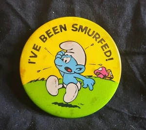 Smurf Button Pin Pinback 2&1/8”, “I've Been Smurfed!" Vintage Smurfs Retro.  - Picture 1 of 6