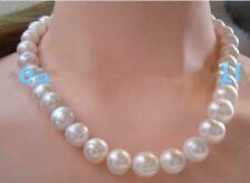 18" AAA 11-12 MM SOUTH SEA NATURAL White Baroque PEARL NECKLACE 14K GOLD CLASP