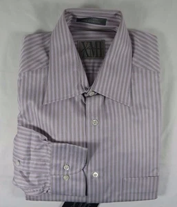 Camisa de vestir XMI platino 100 % algodón rosa pálido marrón a rayas 15,5 L - Imagen 1 de 12