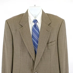 DAMAGED Land's End 42L Wool Check Green Tan Red Windowpane Sport Coat 2 Button - Picture 1 of 14