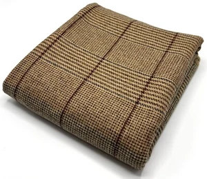 Brown Red Wool Fabric Check Fabric Remnant Cushions Patchwork 2.75m x 75cm 400g - Picture 1 of 6