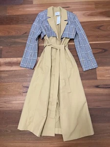10 Cue Plaid Trench Coat NWT $465 *BUY FIVE + ITEMS = FREE POST - Picture 1 of 6