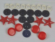 Vintage Button Plastic Red White Blue Star Lot of 27 Buttons Molded Crafts Quilt