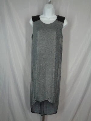 BCBGeneration Silver Metallic Faux Leather Unlined Sheer Overlay Dress Small New - Image 1 of 4