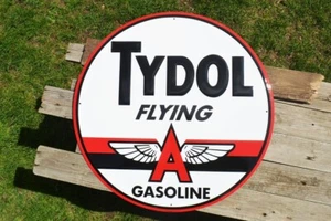 Tydol Flying A Gasoline Embossed Tin Sign - Tidewater Company - Gas & Motor Oil - Picture 1 of 6