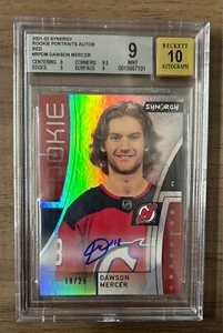 2021 UD SYNERGY DAWSON MERCER ROOKIE PORTRAITS AUTOS RED 10/25 BGS 9 A 10 DEVILS - Picture 1 of 3