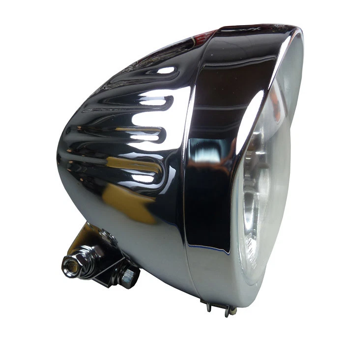 Motorrad Scheinwerfer chrom Grooved mit Visor Hauptscheinwerfer Halterung unten - Bild 1 von 3