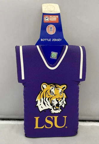 NCAA LSU Tigers Tiger Head Logo Jersey Bottle Holder Cooler Koozie NEW Cover