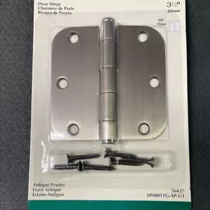 (5-Pack) 3-1/2" Hinge 5/8" Radius Corner Antique Pewter - Picture 1 of 1