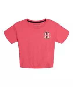 Tommy Hilfiger HOT PINK Girls' Short Sleeve Graphic T-Shirt, US Large (12-14) - Picture 1 of 1