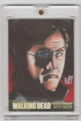 WALKING DEAD SEASON 3 GOVERNOR SKETCH CARD BY ARTIST BILL PULKOVSKI 1/1!  (AP) - Image 1 of 2