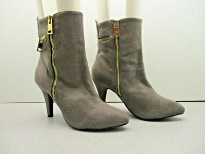 Bellini "Claudia" Gris Punta Punta Cremallera + Imitación Cremallera Tacón Baja Pantorrilla Moda Bota Talla 6.5M Foto 1 de 4