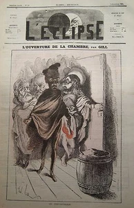 OUVERTURE  CHAMBRE CARICATURE de GILL JOURNAL SATIRIQUE L'ECLIPSE N° 98 de 1869 - Picture 1 of 1