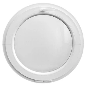Finestra rotonda oblò a vasistas PVC bianco con vetro satinato - Foto 1 di 6