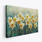 Daffodils Flower Minimalist Nature Art Design 2 Horizontal Canvas Wall Art Print