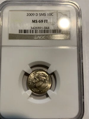 2009 D ROOSEVELT DIME NGC MS69 FT SPECIAL MINT SET SMS 10 CENTS GREAT EYE APPEAL - Image 1 of 4