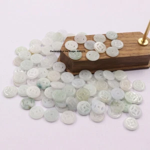 Cuentas sueltas en forma de moneda de jadeíta de grado natural A 100 un. - Venta al por mayor - Imagen 1 de 5