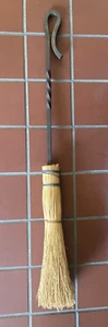 Hand Made Forged Rustic Iron Fireplace Mantle Broom Tool Twist Handle Hang Loop - Picture 1 of 14