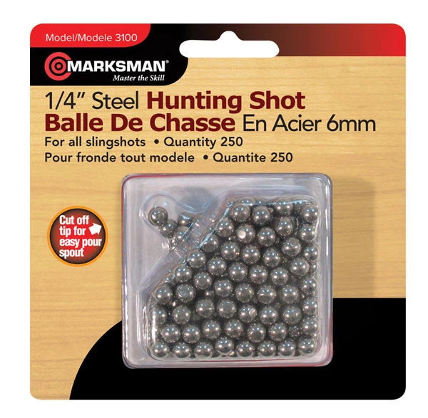 MARKSMAN PRODUCTS Marksman 250 COUNT 1/4" Steel Hunting Shot BBs For All Slingshots 3100