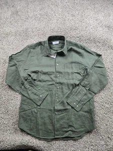 Uniqlo Premium Linen Shirt Large Mens Olive Long Sleeve Button Up Casual NWT - Picture 1 of 10