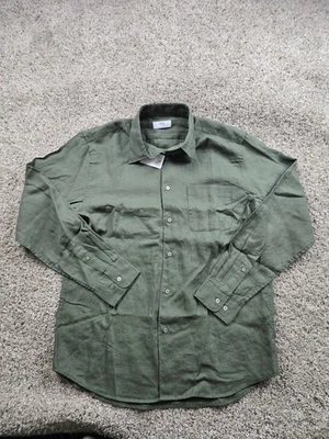 Uniqlo Premium Linen Shirt Large Mens Olive Long Sleeve Button Up Casual NWT - Image 1 of 4