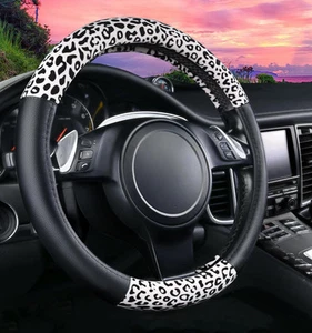 Cheetah Car Steering Wheel Cover Luxurious Plush Leopard Print Leather Cute C... - Picture 1 of 6