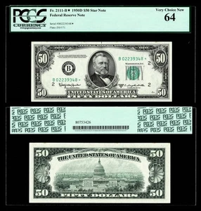 Fr. 2111-B* $50 1950D Federal Reserve Star Note. PCGS Very Choice New 64 - Picture 1 of 1