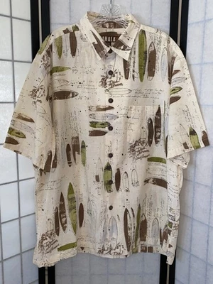 Camisa hawaiana tejida Kahala XL vintage tablas de surf bocetos moldeando habitación Foto 1 de 4