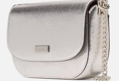 Bolso Bandolera Kate Spade New York Krista Cadena Metálica Solapa Plateado Cuero Foto 1 de 4