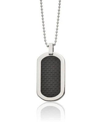 Colar de corrente de fibra de carbono preto titânio para dog tag - Imagem 1 de 3