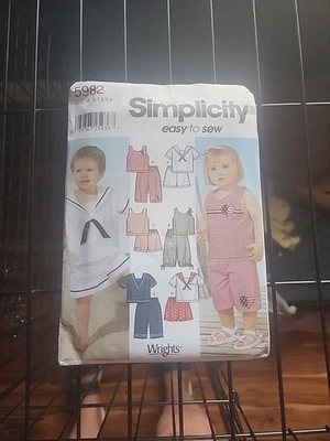 Simplicity Sewing Pattern 5982 Toddler Sailor outfit Shorts Top Unisex 1/2-4 UC - Image 1 of 2