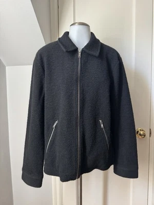 REISS Women's Black Wool Blend Zip Jacket Size M Textured Lined Classic Style - Image 1 of 4