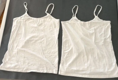 Two BOBBIE BROOKS Women's White Tank Tops Sleeveless Spaghetti Straps Size XL - Image 1 of 4