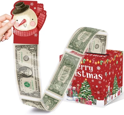 ALODR Christmas Party Surprise Gifts, Christmas Money Box for Cash Pull, Xmas Money Pu