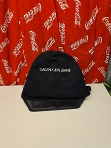 Calvin Klein Jeans Black Backpack Bag with Logo Used - Picture 1 of 8