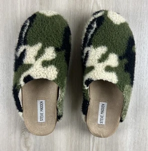 STEVE MADDEN Faux Fur Camo Slip On Slipper Mule Clogs Women's Size 9 - Picture 1 of 10