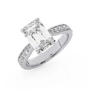 1.15ct Emerald Lab Grown Diamond Ring 14K Solid White Gold With IGI Certificate - Picture 1 of 6