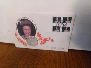 1996 KANADA 1oz 9999 FINE SILVER 5 $ COIN COVER QUEEN 70th BIRTHDAY PNC - Bild 1 von 11