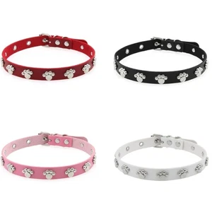 Black PU Leather Footprint Choker Necklace Durable Gothic Cosplay Accessory Gift - Picture 1 of 12