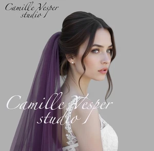 Plum wedding veil - single layer - Picture 1 of 14