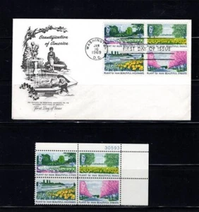 USA Scott # 1365-68 - 1969 FDC y bloque de placas MNH ~ embellecimiento de América - Imagen 1 de 1