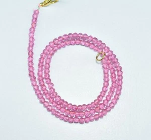 Crystal Quartz Pink Coated Rondelle Faceted Gemstone Beaded Necklace 17 Inch - Picture 1 of 5