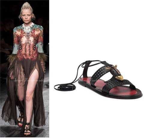 NUOVO VALENTINO GARAVANI RUNWAY sandalo alla caviglia avvolgente giraffa EUR 37 MSRP $1575