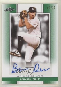 2019 Leaf Perfect Game National Showcase Green /10 Brayden Rowe #BA-BR1 Auto