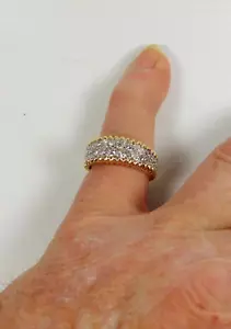 COCKTAIL RING 14K YELLOW GOLD 1 CARAT TOTAL WEIGHT NATURAL WHITE DIAMONDS - Picture 1 of 11