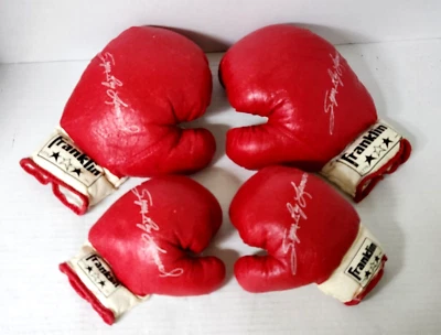 2 Guantes de Boxeo Franklin Sugar Ray Leonard De Colección Firmados Impresos Adolescentes y Jóvenes Foto 1 de 4