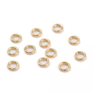 40 Stainless Steel Opened Jump Rings 18K Gold Plated Findings Round 5mm x 0.7mm - Picture 1 of 2